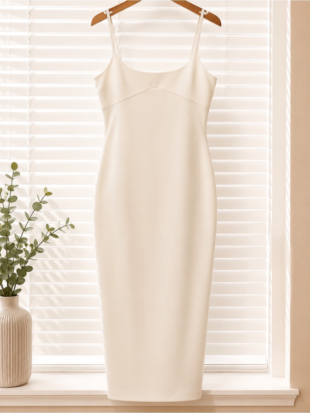Zara Cream Spaghetti-Strap Midi Dress